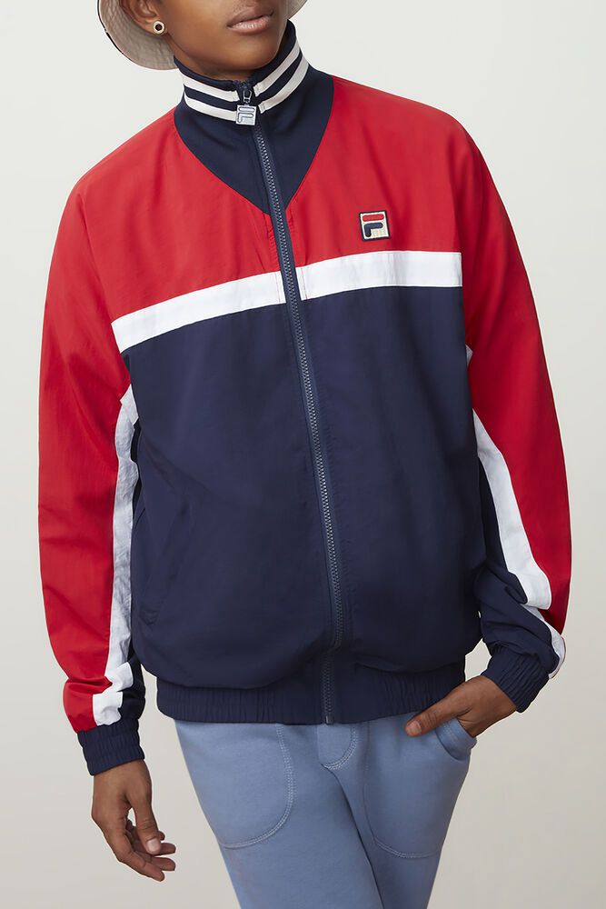 Fila Jacket Diego Track Mens Navy/Red - India NGO-670481